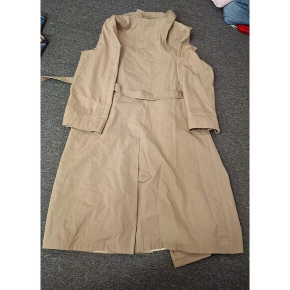 Vintage London Fog Trench Coat Womens 14 Petite Beige Tan Plaid Lined Belted - Picture 3 of 3